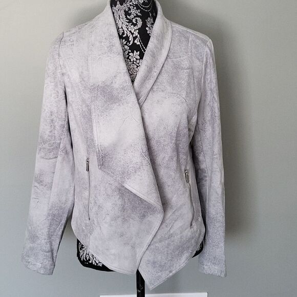 Jones New York Drape Front Jacket (Silver Grey) Women's Jacket - Picture 2 of 6